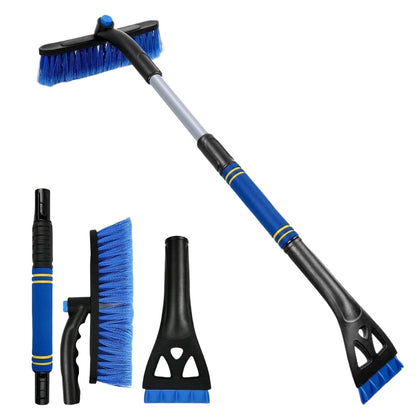 Extendable snow brush ice scraper: blue snow brush scraper and separated sections.
