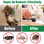Rodent repellent balls: rodent activity comparison artwork.