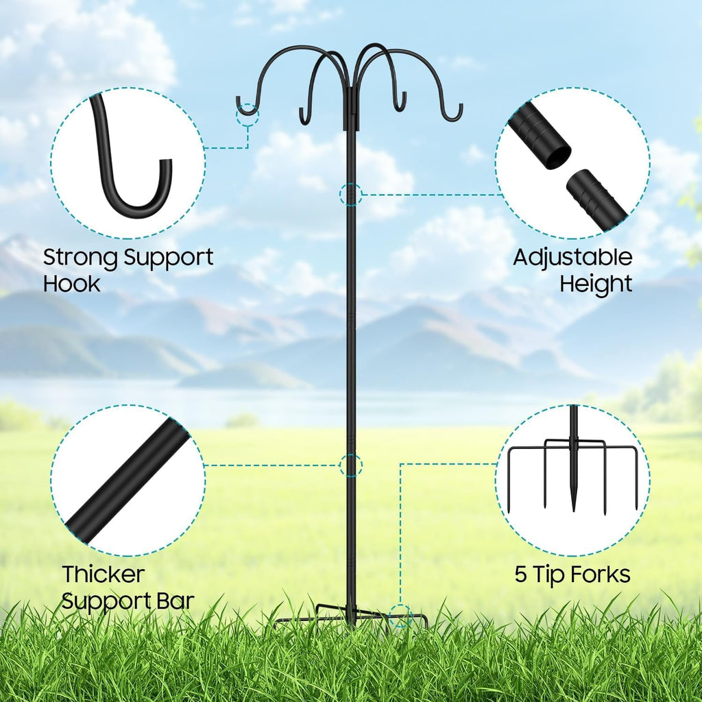 Garden shepherds hook: height and support feature diagram.