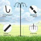 Garden shepherds hook: height and support feature diagram.
