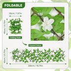Expandable ivy privacy fence: folded and expanded trellis dimensions.