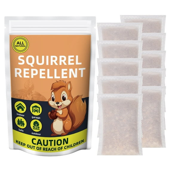 Squirrel repellent pouches: squirrel repellent pouch packaging.