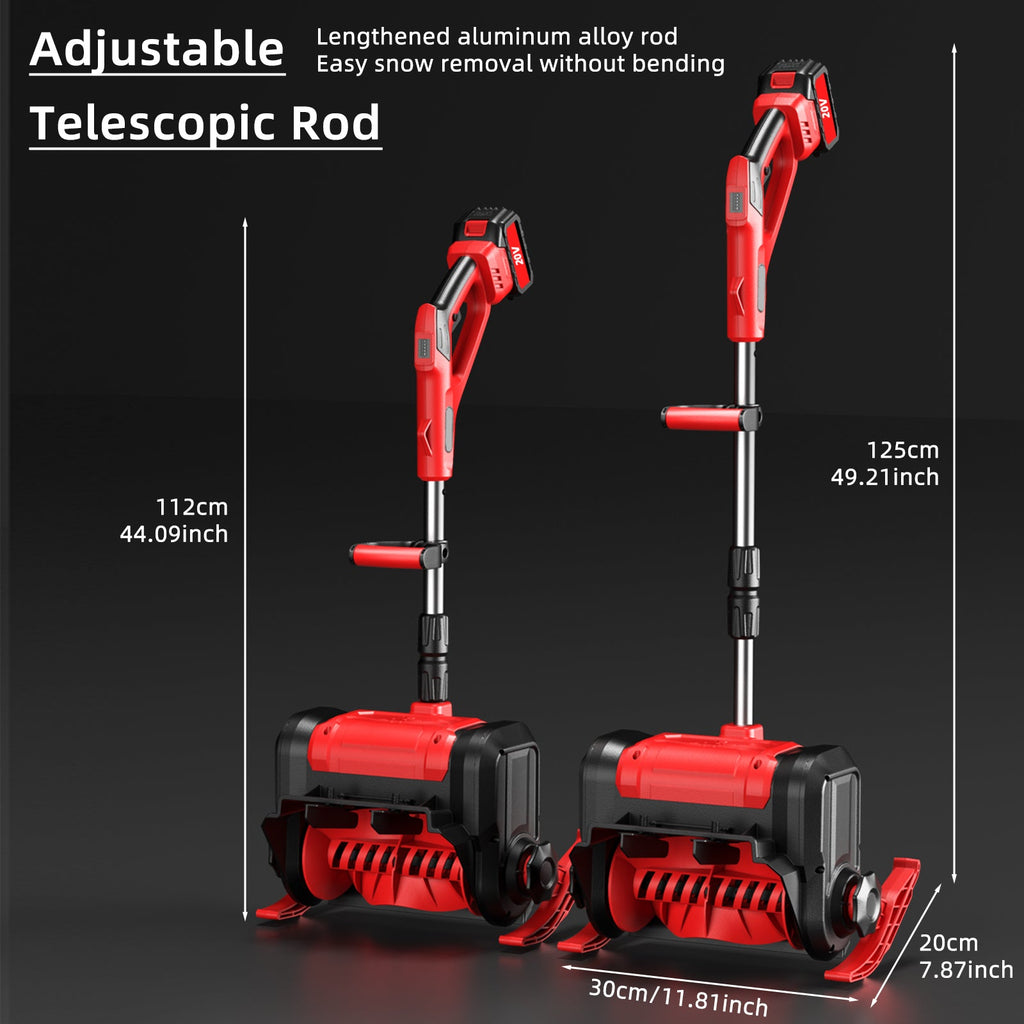 Cordless snow shovel: telescopic handle adjustment.