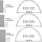Fiberglass garden hoops: garden hoop width configurations.