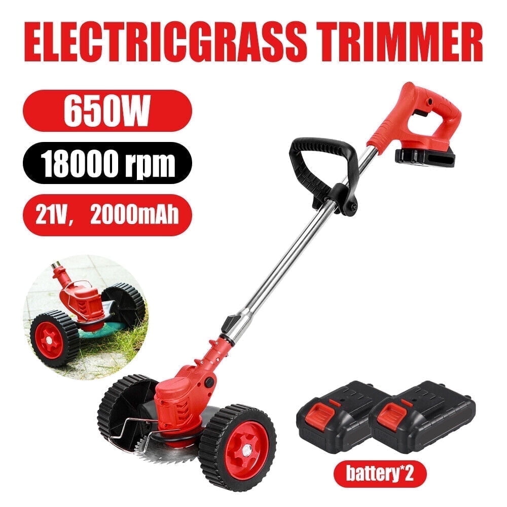 Adjustable cordless grass trimmer: trimmer specification artwork.
