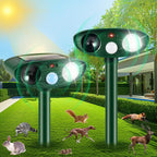 Solar strobe animal repeller: two green solar LED repellers.