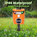 Solar ultrasonic animal repeller: repeller in rain illustration.