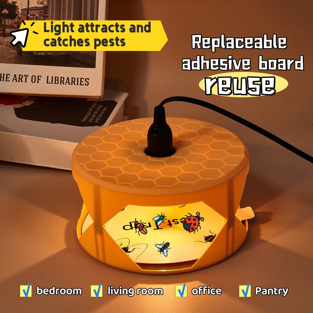 Indoor electric flea trap: illuminated trap with replaceable adhesive insert.