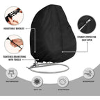Double egg chair cover: buckles drawstring and zipper details.