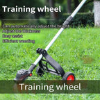 String trimmer support wheels: wheel height adjustment example.