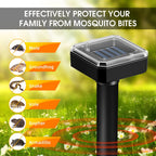 Solar vole deterrent stakes: stake and ground-pest promotional artwork.