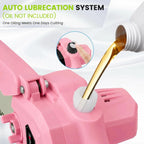 6 inch cordless mini chainsaw: oil reservoir and lubrication illustration.