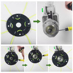 Brushless cordless trimmer: cutting-head attachment installation.