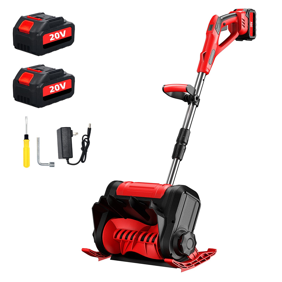 Cordless snow shovel: battery configuration artwork.