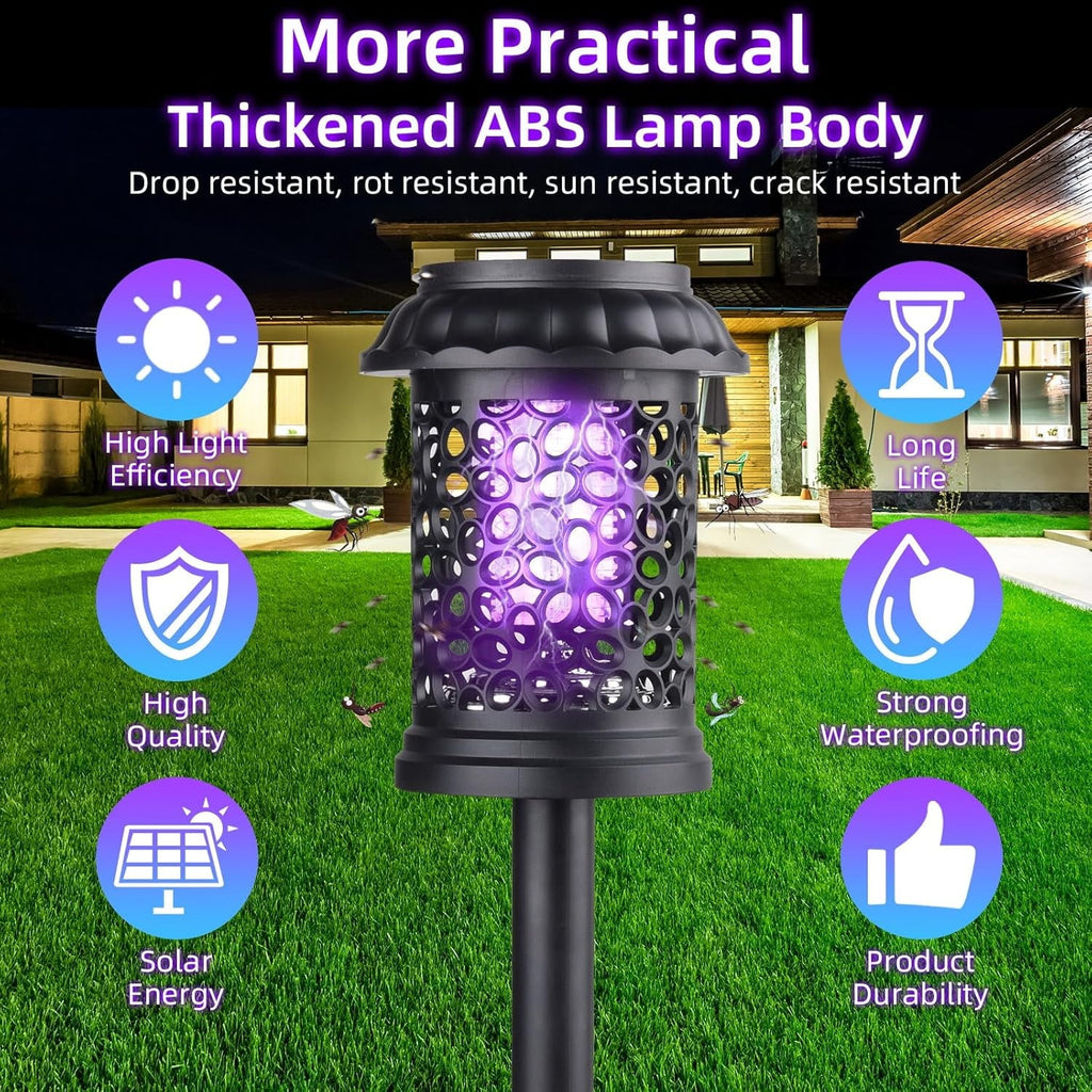 Solar bug zapper lantern: lantern body solar panel and grid details.