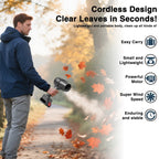 Black cordless leaf blower: handheld blower outdoor use.