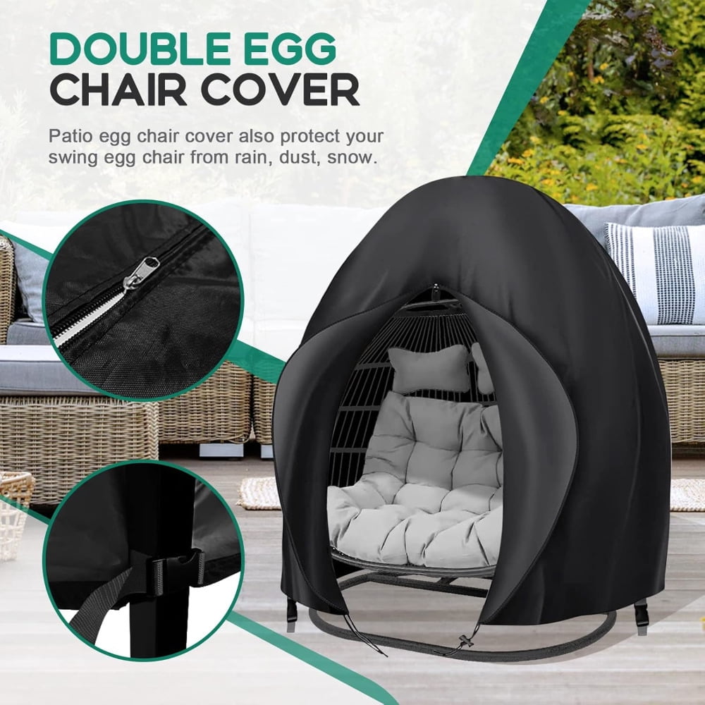 Double egg chair cover: zipper and bottom fastening details.