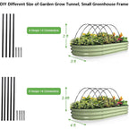 Fiberglass garden hoops: three-rod and four-rod assembly layouts.