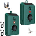 Solar bird deterrent: two green bird deterrents and USB cables.