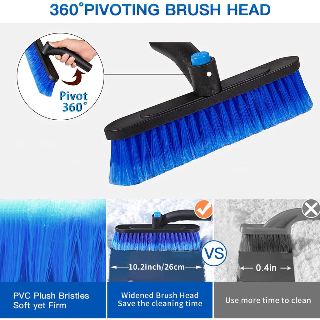 Extendable snow brush ice scraper: pivoting brush head demonstration.