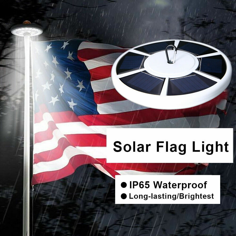 Solar flagpole light: solar flag light mounted on flagpole.