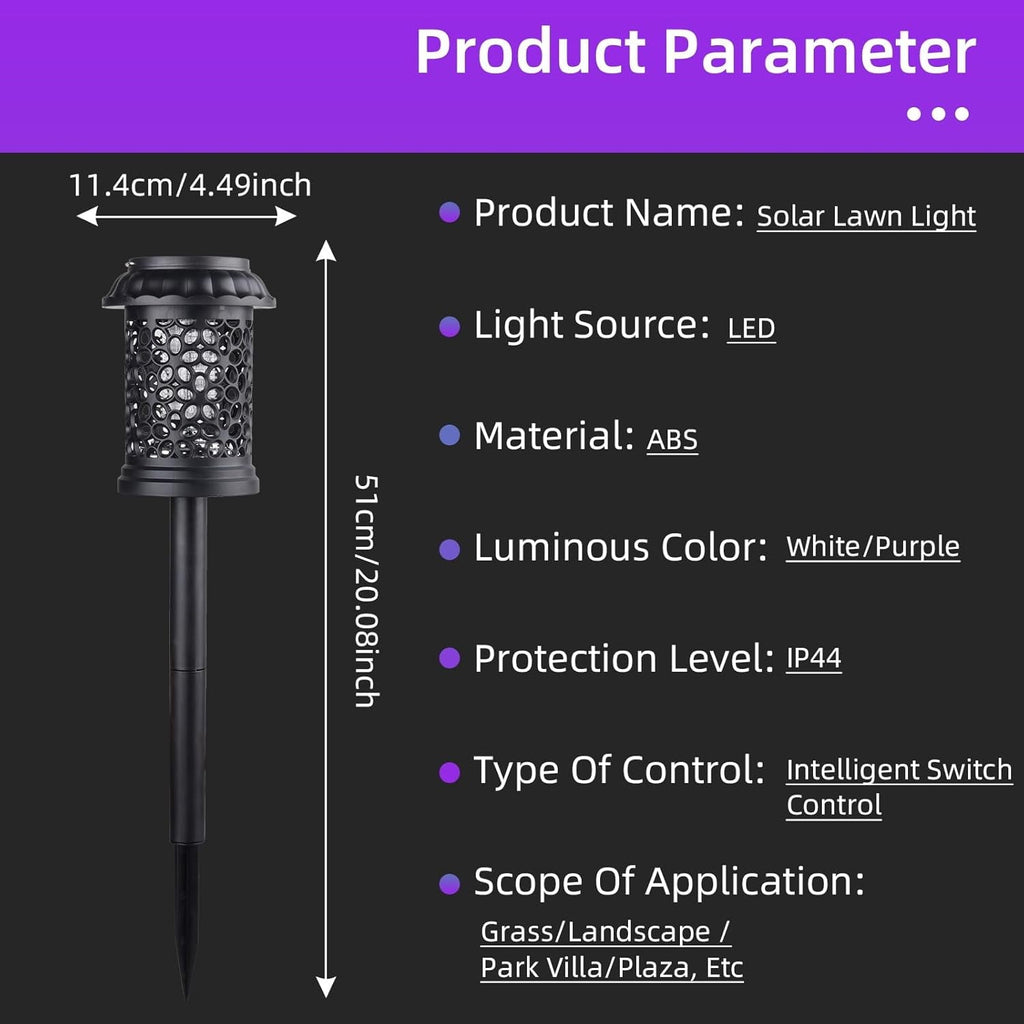 Solar bug zapper lantern: zapper dimensions and specifications.