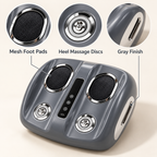 Electric foot massager with heat: foot pad heel disc and gray housing details.