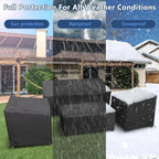 Patio furniture cover set: furniture covers in weather illustrations.