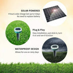 Solar mole repellent stakes: solar charging and ground installation.