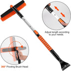 Snow brush and shovel set: brush length and pivot adjustment.