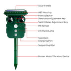 Multi direction solar animal repeller: repeller controls and components.