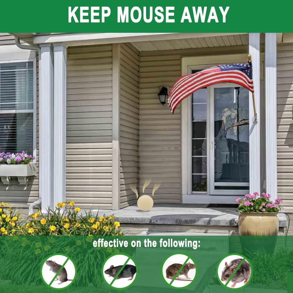 Rodent repellent balls: repellent placement beside house.