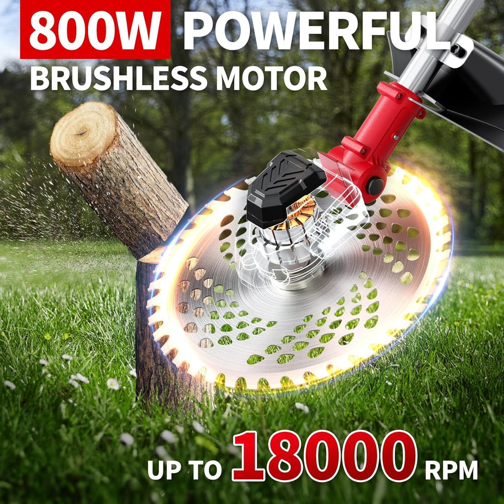 9 inch cordless string trimmer: motor and cutting-head illustration.