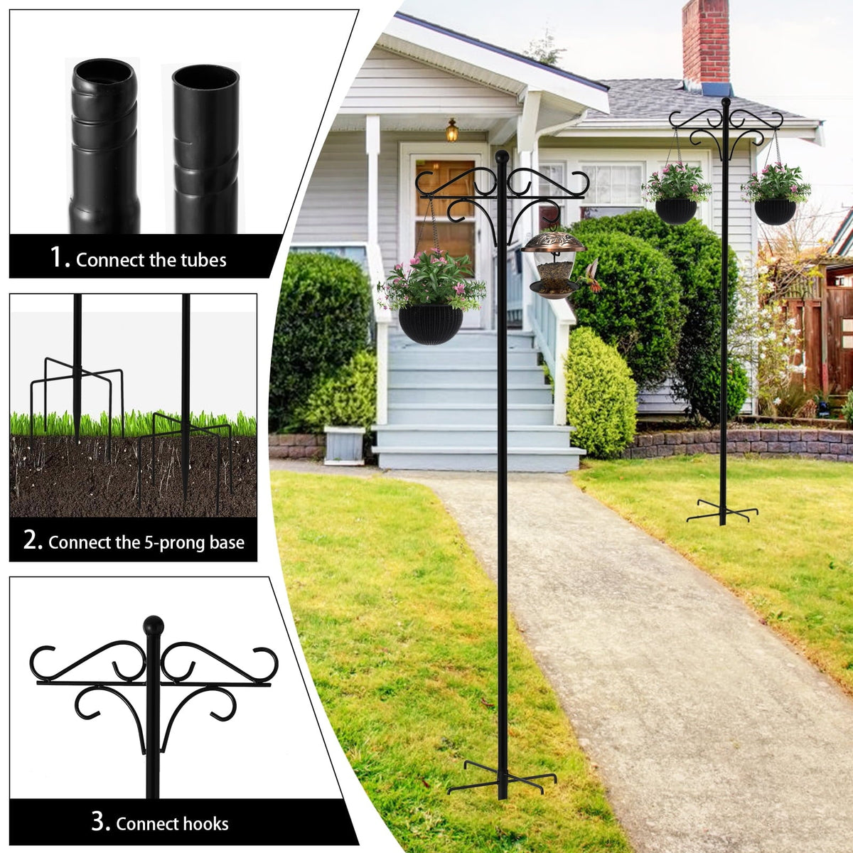 108 inch shepherds hook: garden hook assembly overview.