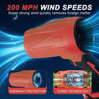 24v cordless leaf blower: blower fan and airflow illustration.
