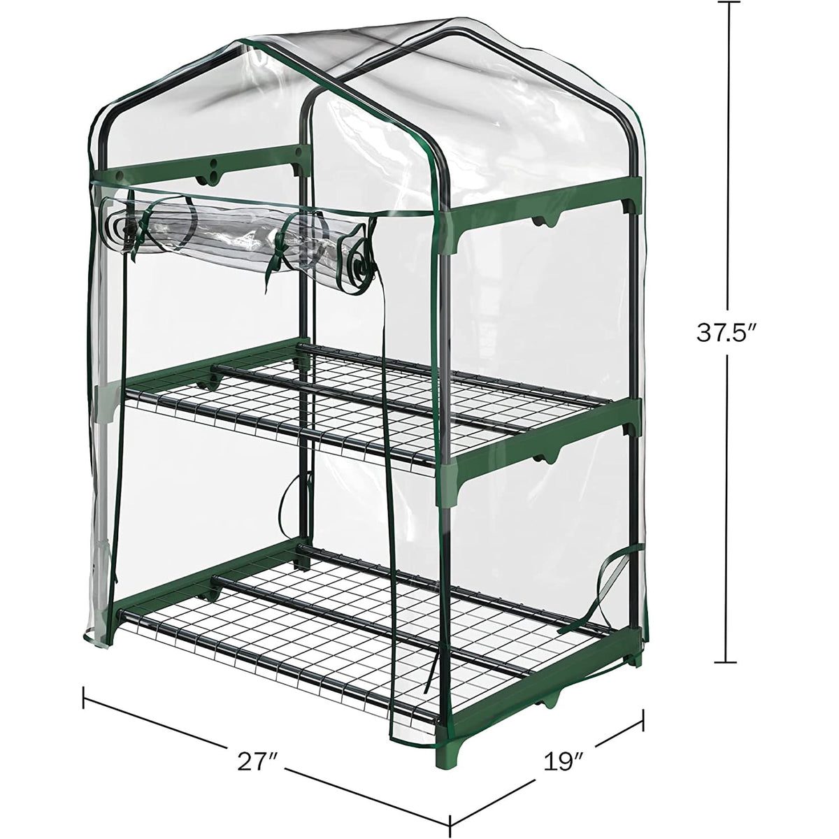 2 tier mini greenhouse: greenhouse dimensions diagram.