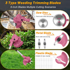 Pink cordless trimmer: three blade-type examples.