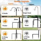 Garden shepherds hook: hook and base construction comparison.