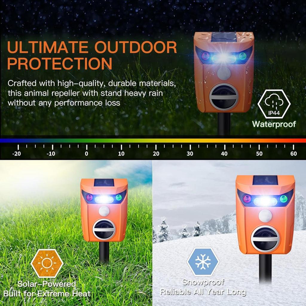 Solar animal repeller with flashing light: repellers in seasonal weather artwork.