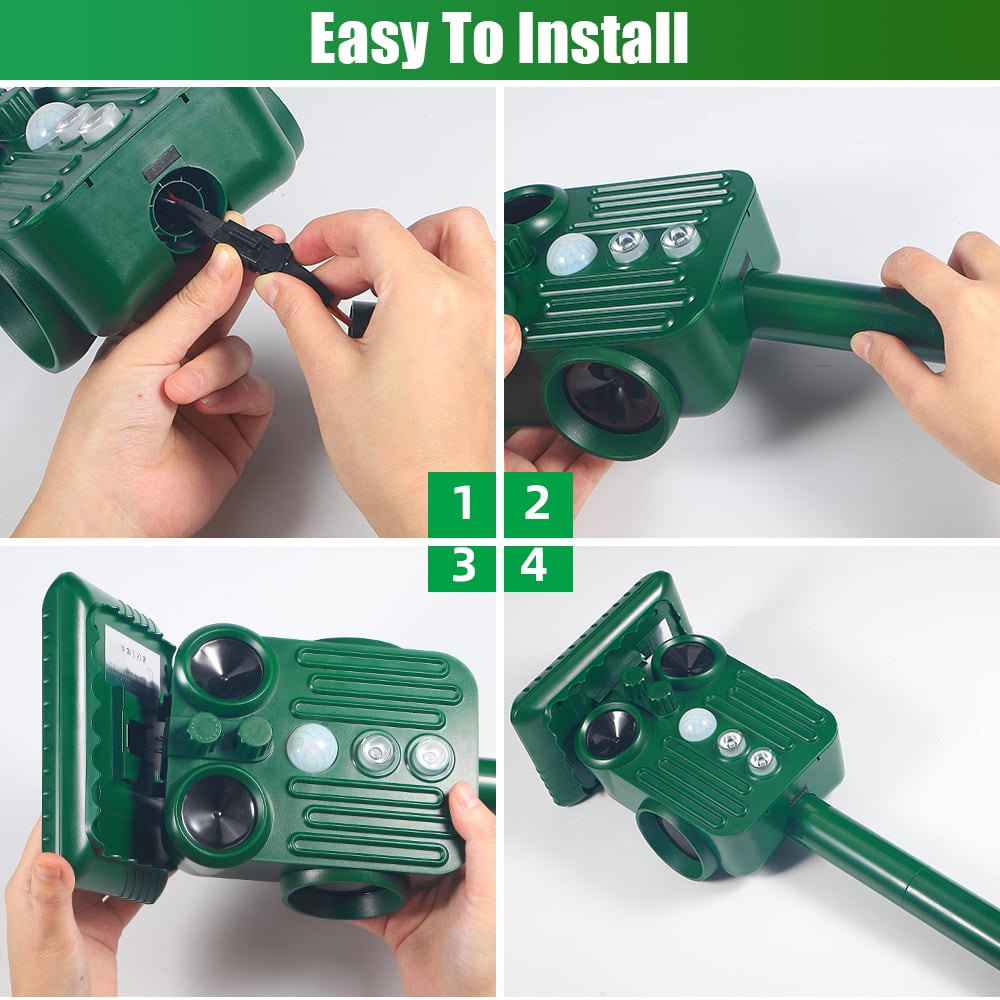 Multi direction solar animal repeller: repeller assembly steps.