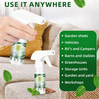 Peppermint rodent repellent spray: spray application and placement examples.