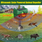 Solar animal repeller for garden: motion detection angle diagram.