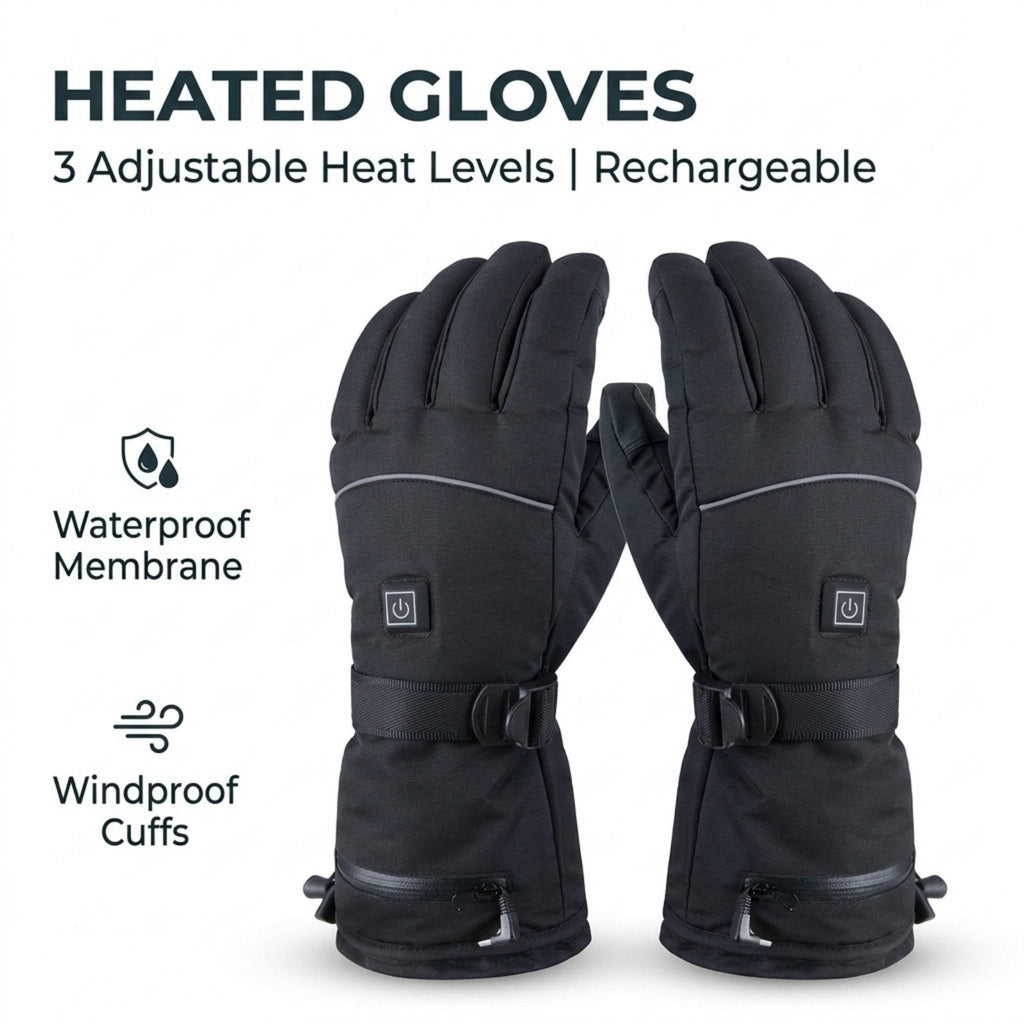 Rechargeable heated gloves: heated glove feature overview.