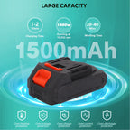 Cordless hedge trimmer: battery specification artwork.