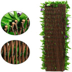 Expandable ivy privacy trellis: reverse of wooden expandable trellis.
