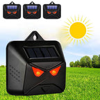 Solar red light animal deterrent: solar panel and daytime charging.