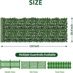 Artificial ivy privacy screen: screen width and height diagram.