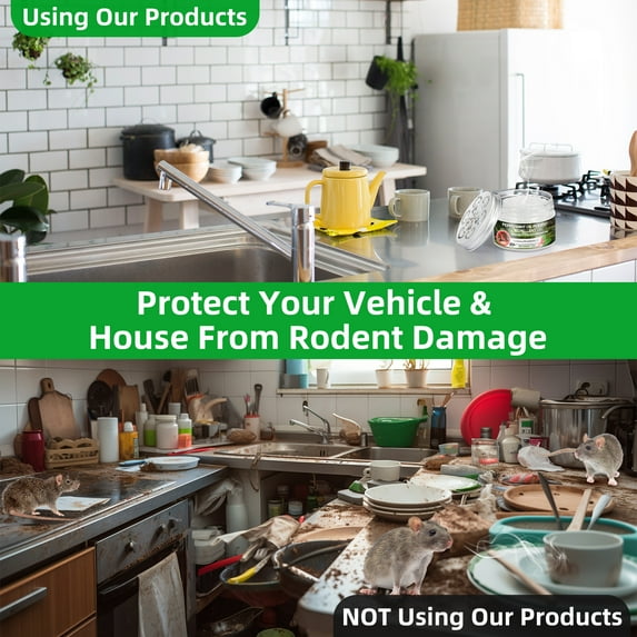 Peppermint rodent repellent jars: home and vehicle placement comparison.