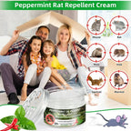 Peppermint rodent repellent jars: repellent cream jar and ingredient artwork.