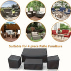 Patio furniture cover set: four-piece furniture-set fit examples.